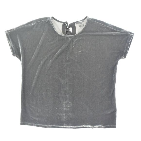 Miss Me Gray Velvet Velour Tie Back Short Dolman Sleeve Shirt Womens S - Picture 1 of 8